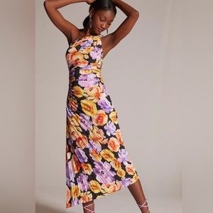 XXS Anthropologie Geisha Designs Floral Asymmetrical Hem Midi Dress